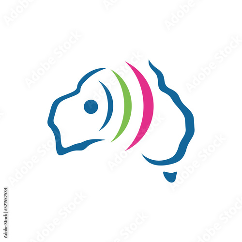 Australia map and audio logo concept vector stock illustration