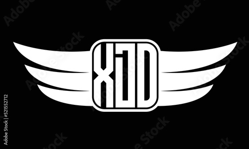 XDO three-letter Wing logo design. flying Vector template photo