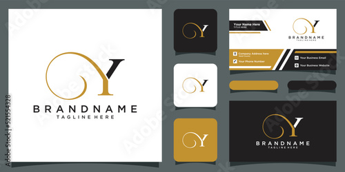 Initial letter Y luxury Logo design Vector with business card design Premium Vector