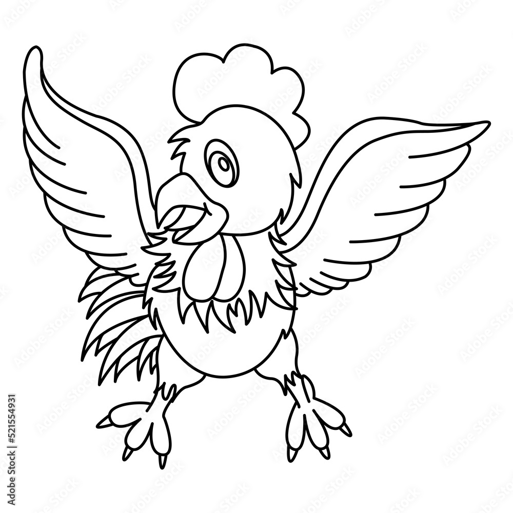 Obraz premium chicken outline cartoon design on transparent background