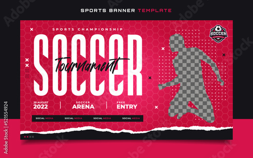 Soccer sports tournament banner flyer for social media post