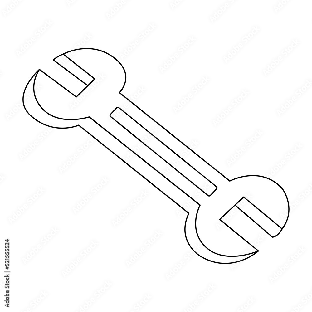 Spanner outline on transparent background Spanner outline on transparent background