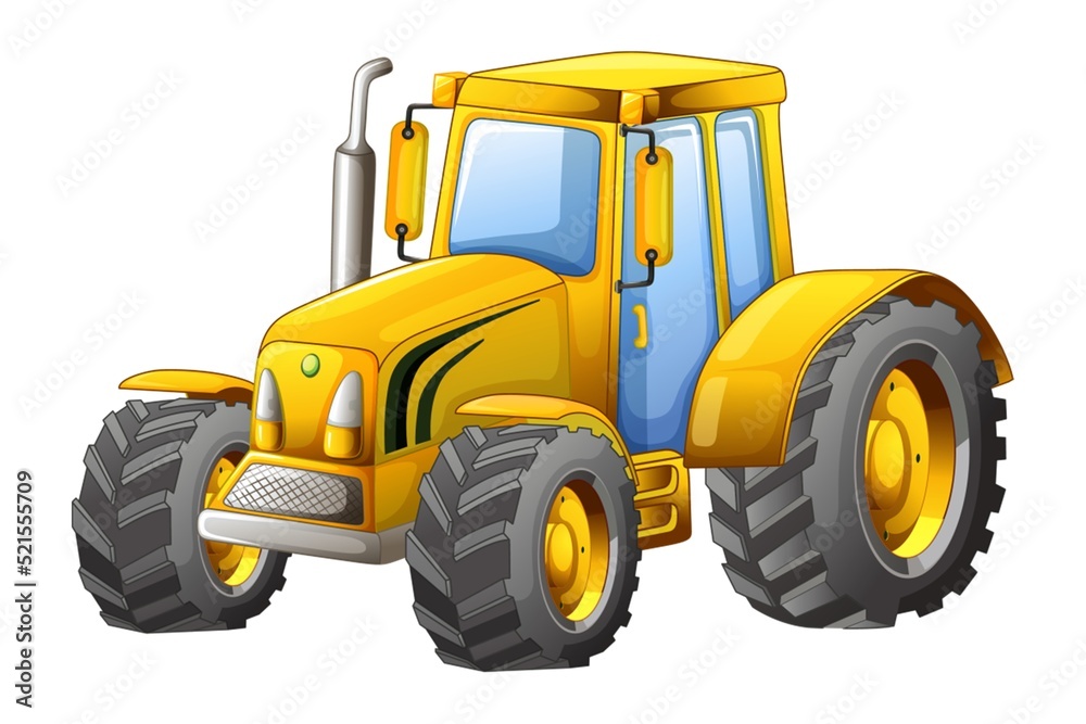 Obraz premium Yellow tractor, isolated on white background
