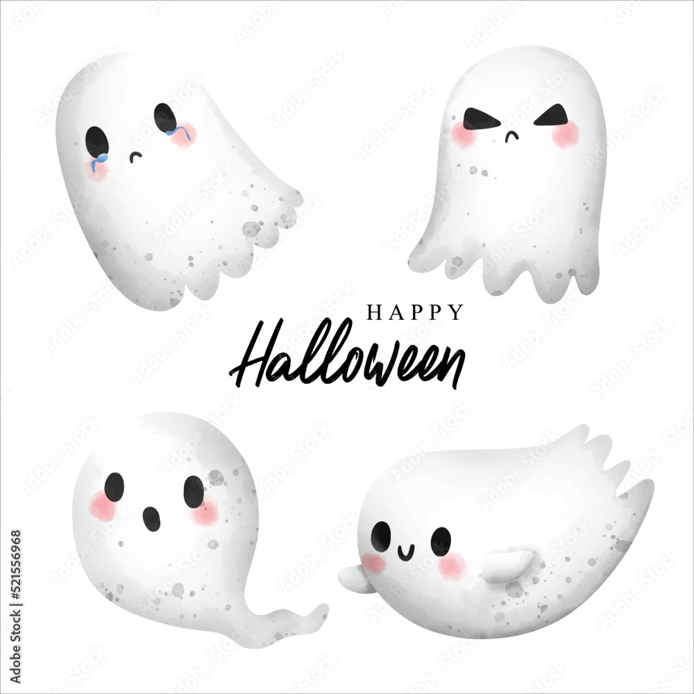 Obraz premium Halloween cute ghost. vector illustration