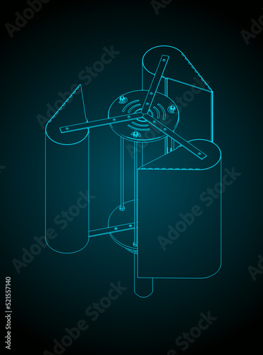 Vertical axis wind turbine power generator drawings