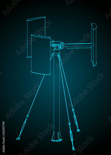 Vertical axis wind turbine power generator illustration