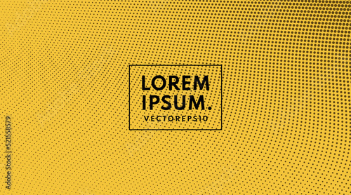 Abstract pattern dots banner, black color halftone on yellow mustard background. Simple flat design with copy space. Minimal and modern banner design. Can use for cover, poster, template. Vector EPS10