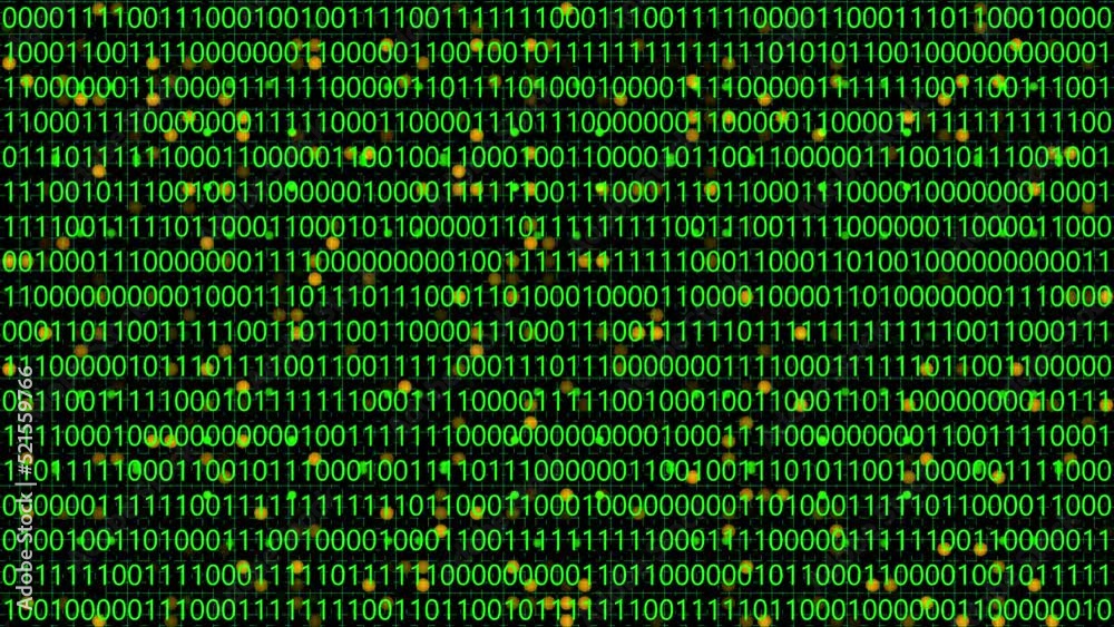Looping animation of a close-up screen with green binary code data. Looping animation of a close-up screen with green binary code data.