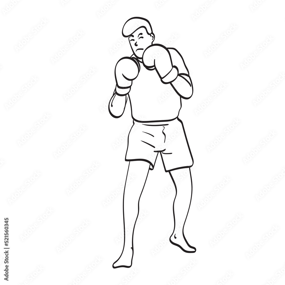 line art male boxer in action illustration vector hand drawn isolated on white background line art male boxer in action illustration vector hand drawn isolated on white background