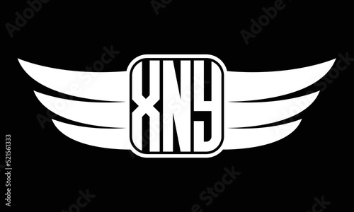 XNY three letter Wing logo design. flying Vector template photo