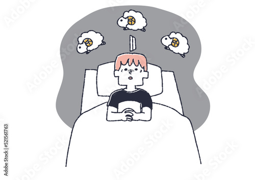 眠れずに羊を数えている男性　精神衛生面に不安を抱える人々