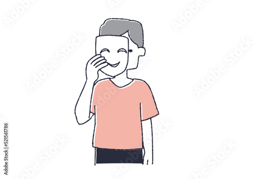 仮面をかぶっている男性　精神衛生面に不安を抱える人々