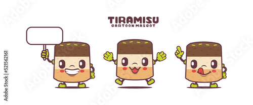 tiramisu cartoon. italian dessert vector illustration