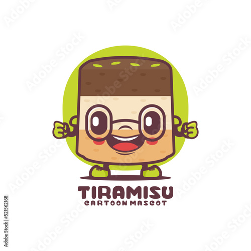 tiramisu cartoon. italian dessert vector illustration