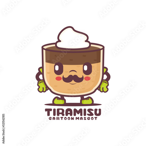 tiramisu cartoon. italian dessert vector illustration