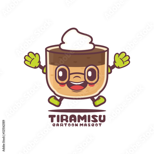 tiramisu cartoon. italian dessert vector illustration
