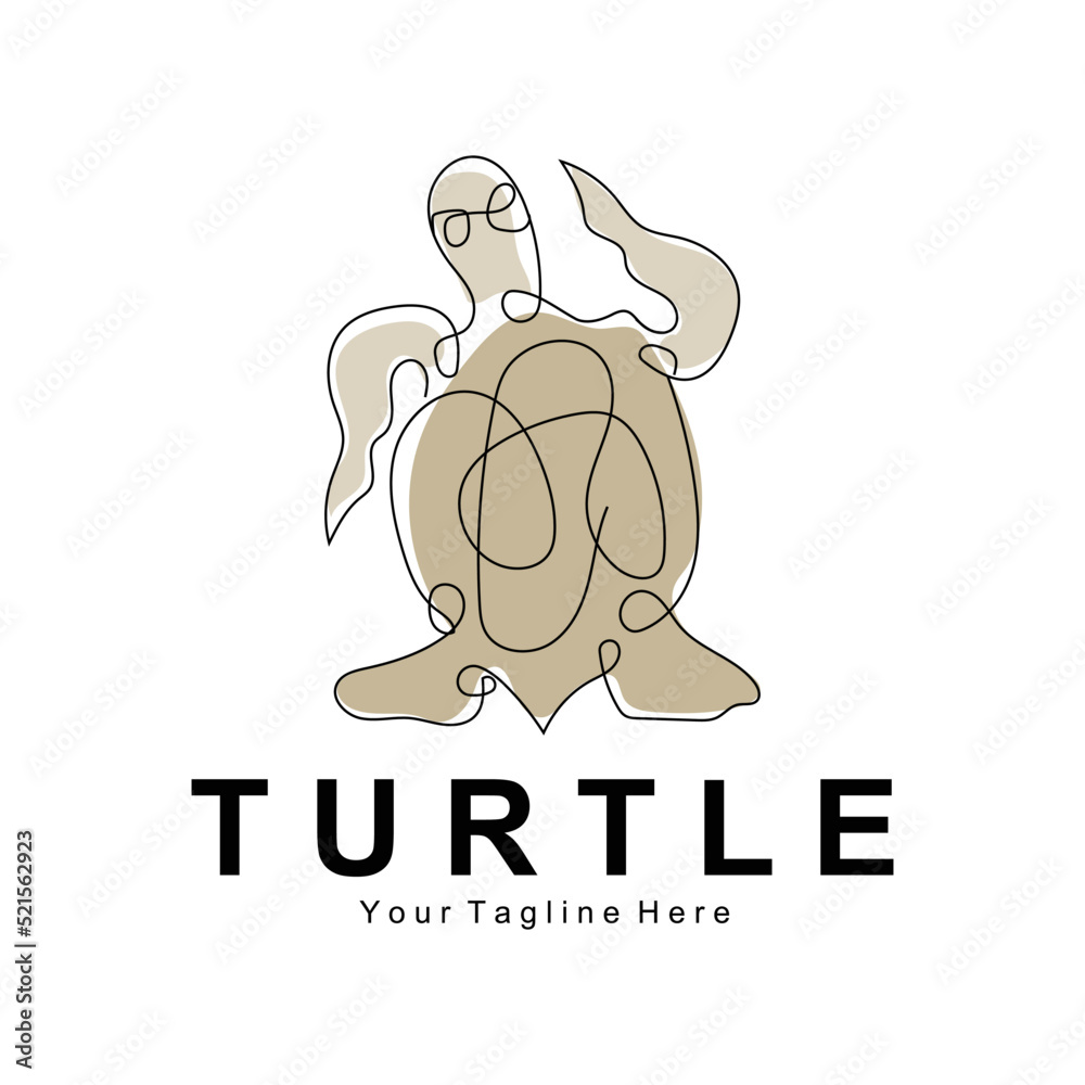 Fototapeta premium Sea Turtle Logo Design Protected Amphibian Marine Animal Icon Illustration, Vector Brand Corporate Identity