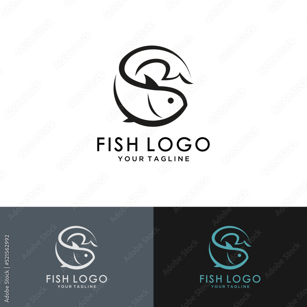 Fish icon illustration simple design element vector logo template Fish icon illustration simple design element vector logo template