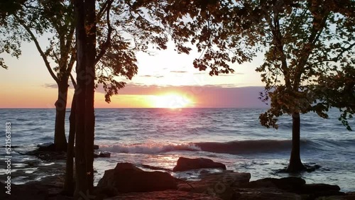 Sunrise and Waves on Lake Erie