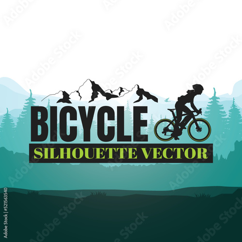 Silhouette of the cycling a bicycle Vector illustration.