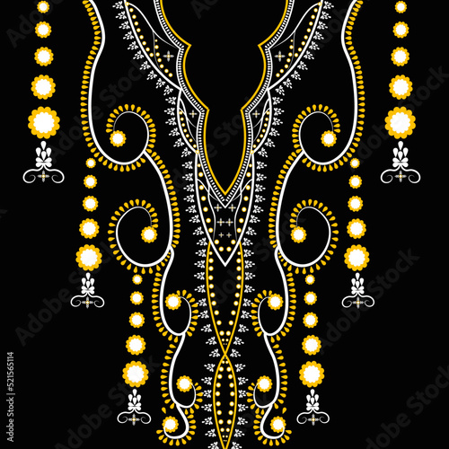 traditional geometric ethnic embroidered neckline pattern design