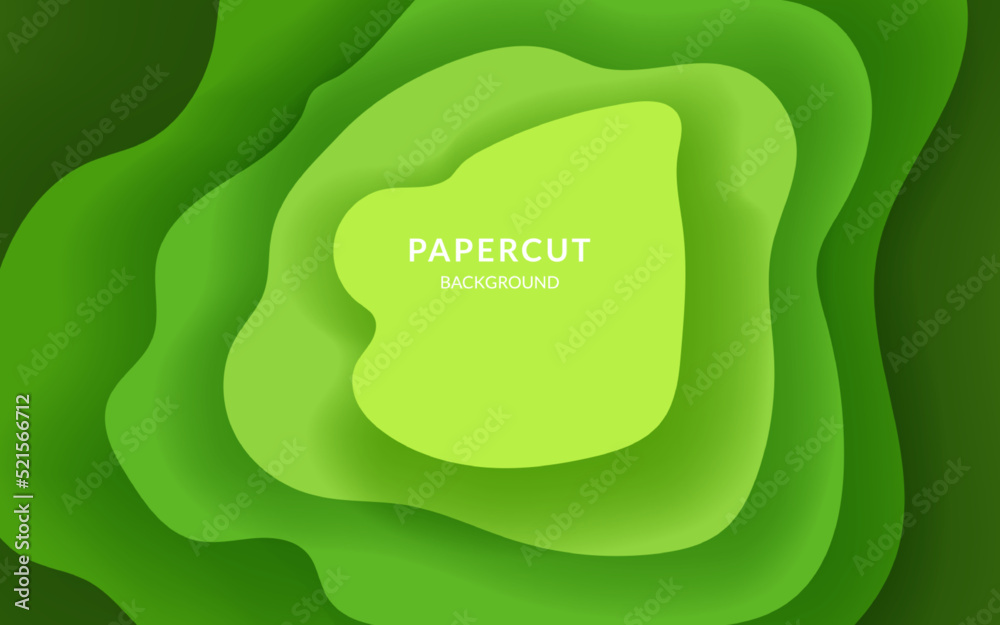 Fototapeta premium multi colored abstract green colorful wavy papercut overlap layers background. eps10 vector