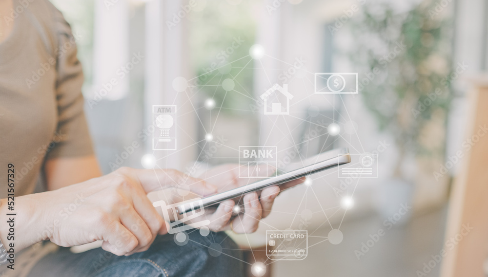 Fototapeta premium mibile banking network