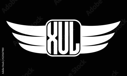 XUL three letter Wing logo design. flying Vector template photo