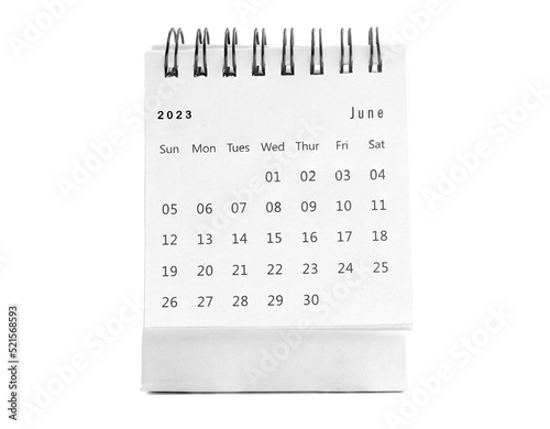 June 2023 desk calendar for planners and reminders on white background.