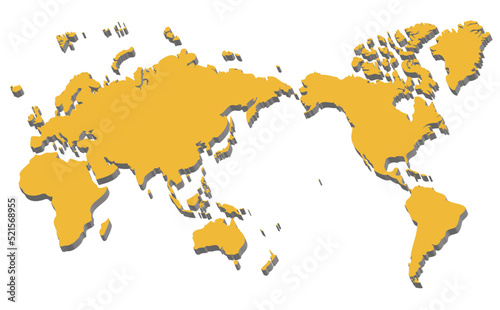 3Dの世界地図、地球、太平洋