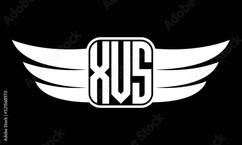 XVS three letter Wing logo design. flying Vector template photo