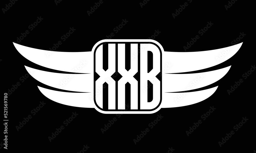 XXB three letter Wing logo design. flying Vector template Stock Vector ...