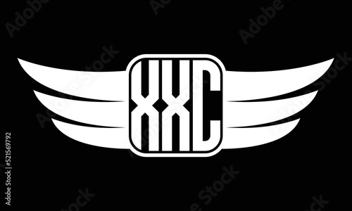 XXC three letter Wing logo design. flying Vector template photo