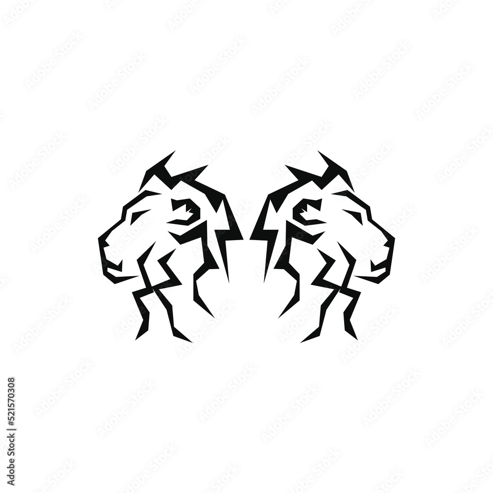Lion King logo vector illustration design.gold lion king head sign concept isolated black background Lion King logo vector illustration design.gold lion king head sign concept isolated black background