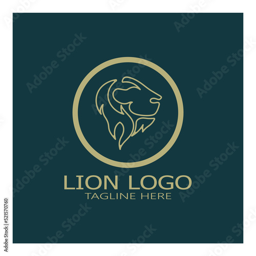 Lion King logo vector illustration design.gold lion king head sign concept isolated black background