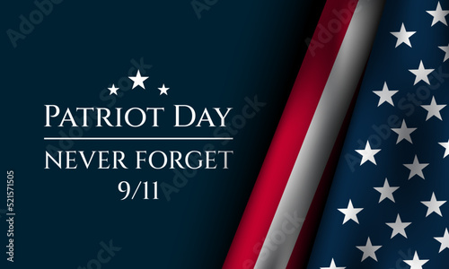 Vector banner design template with American flag and text on dark blue background for Patriot Day.