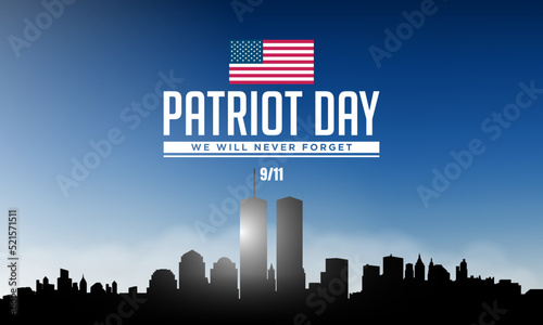 Vector banner design template with American flag for Patriot Day.