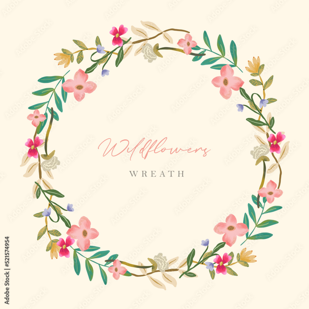 pink wildflower wreath frame pink wildflower wreath frame