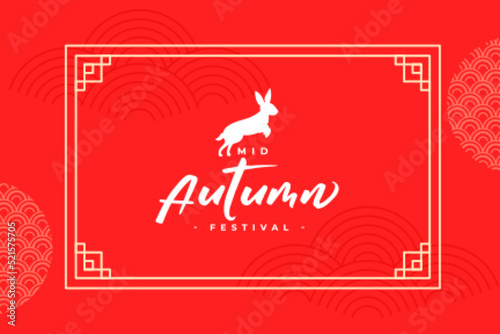 mid autumn festival red background with jumping rabbit