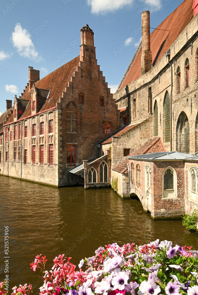 Beautiful view of the Hospital of St. John, Bruges, West Flanders, Belgium