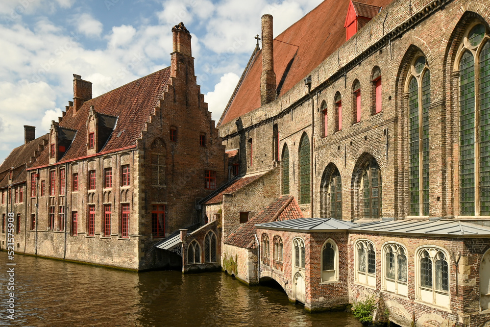 Beautiful view of the Hospital of St. John, Bruges, West Flanders, Belgium