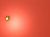 一つ星のアイコン。赤い壁面に飾られた一つの金色の星。高得点と高評価のシンボル。3Dレンダリング。