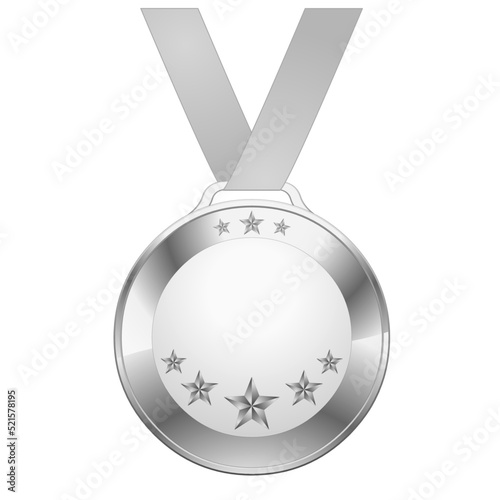 Silver star medal isolated on white background