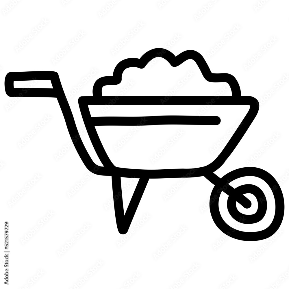 handdrawn wheelbarrow icon handdrawn wheelbarrow icon