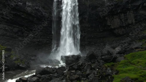 Fossa Waterfall on Streymoy in the Faroe Islands by Drone
