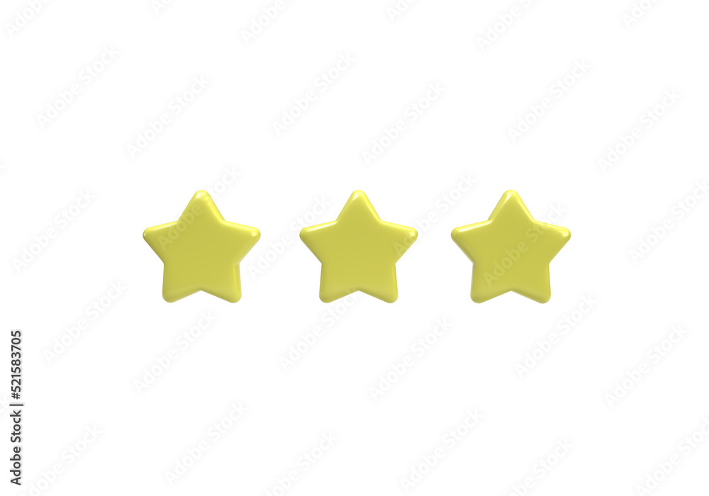 Glossy yellow stars rating feedback concept illustration for business idea concept background