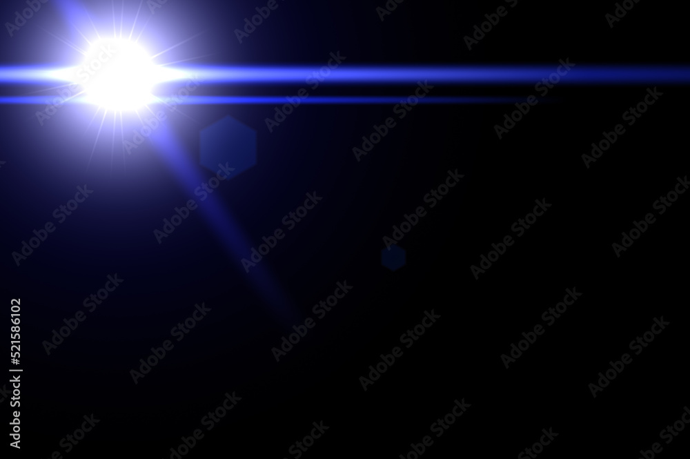 lens flares for photography and anamorphic lens flare. Blue rays light isolated on black background for overlay design lens flares for photography and anamorphic lens flare. Blue rays light isolated on black background for overlay design