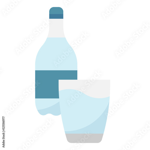 Drinking water bottle glass beverage - flat icon