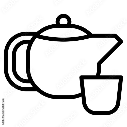 Tea herbal hot teapot beverage - outline icon