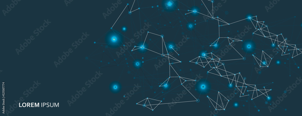Vector digital connect lines on blue background. Abstract technology design